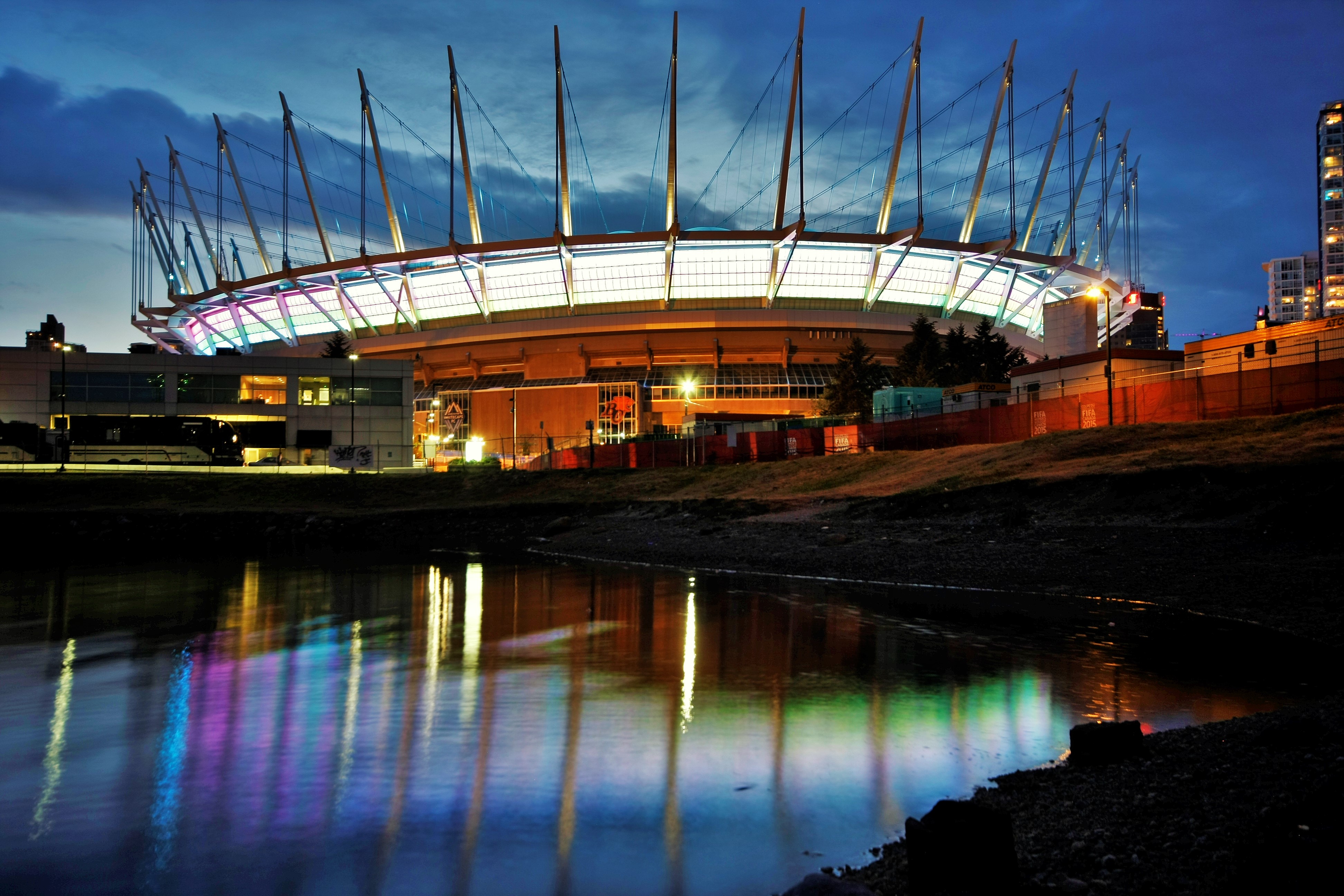 BC Place Stadium with its white roof visible in daylight.